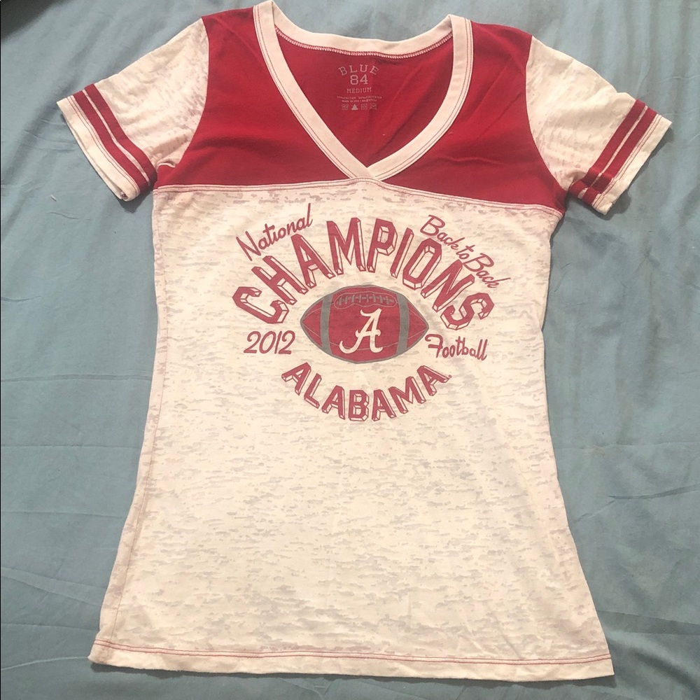 Blue 84 Alabama Champions V-Neck Tee - Red and White